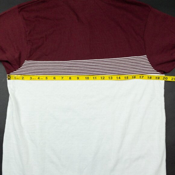 Fred Perry Polo Shirt Men's XL Striped Burgundy White Sportswear Made in USA 80s - Picture 11 of 12